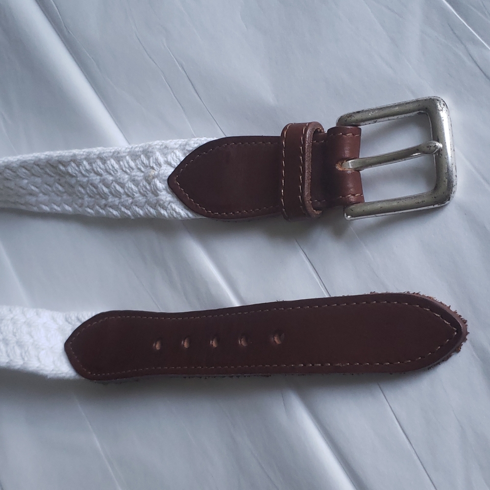 Eddie Bauer NEW Woven/Leather Trim BELT White NWOT White Brown Women's M - Picture 4 of 10